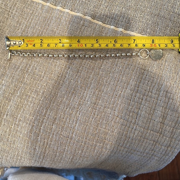 Sterling Rolo style link bracelet with Sterling round charm (engraveable) - Picture 5 of 6